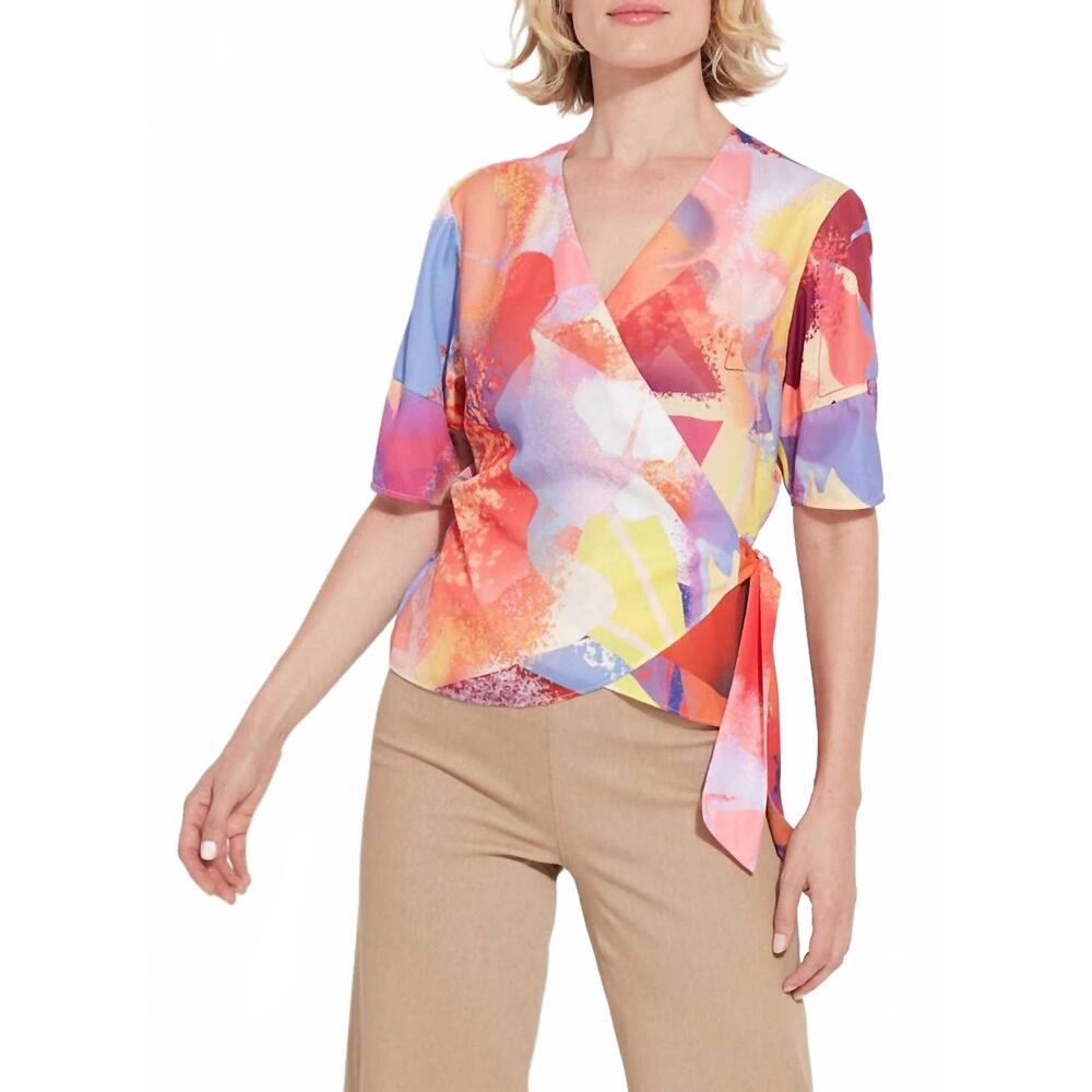 NEW LYSSE juno tie wrap top in zesty shades